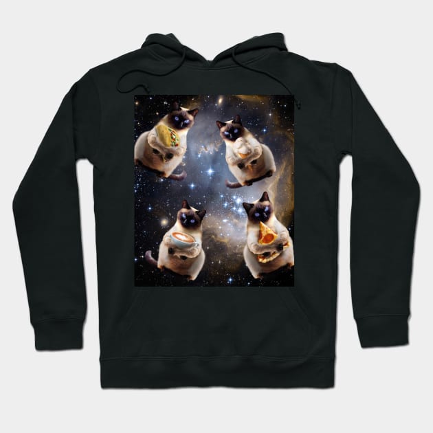 Space Galaxy Cat Pizza Taco Coffee Ice Cream Cats Hoodie by Random Galaxy